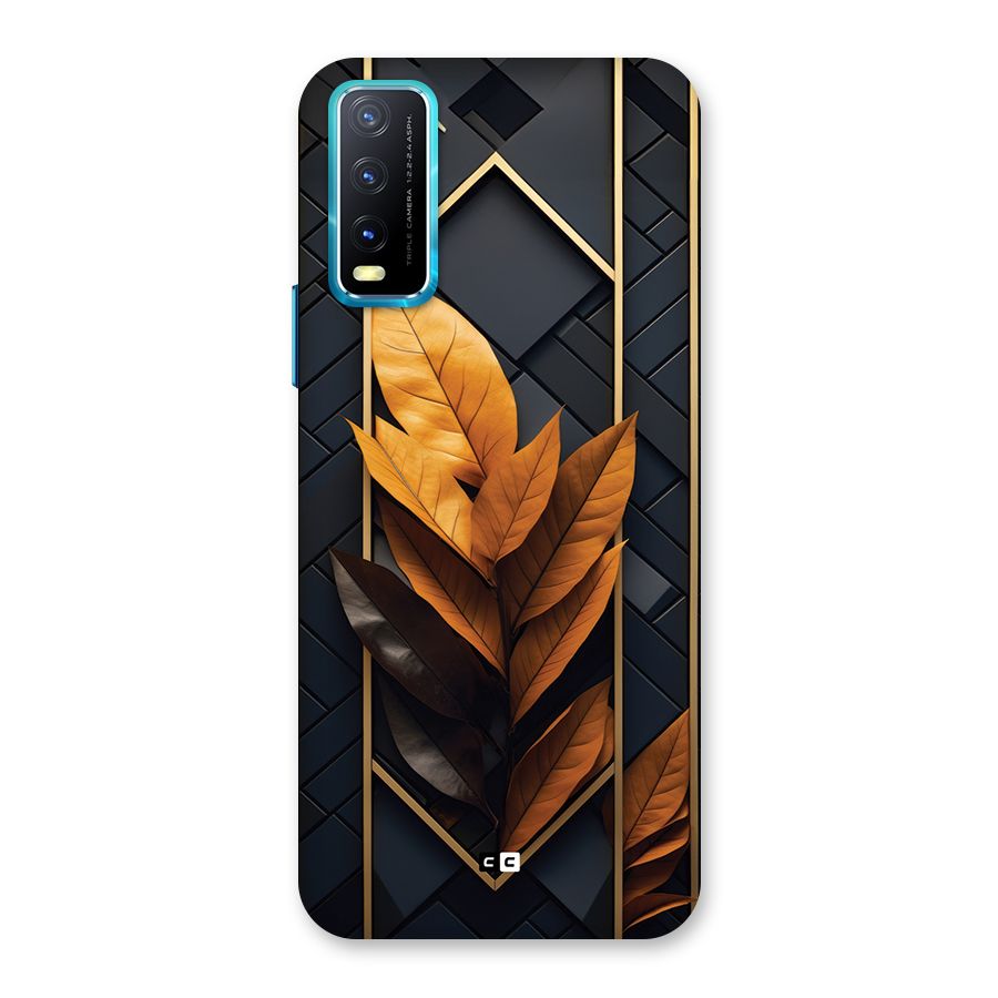 Golden Leaf Pattern Back Case for Vivo Y20A
