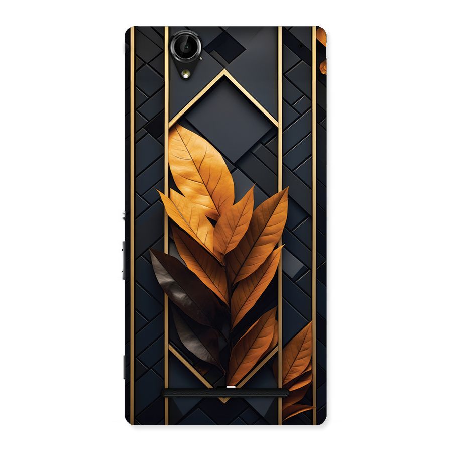 Golden Leaf Pattern Back Case for Xperia T2