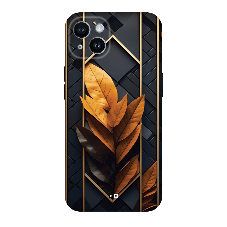 Golden Leaf Pattern Back Case for iPhone 14