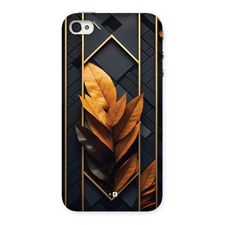Golden Leaf Pattern Back Case for iPhone 4 4s