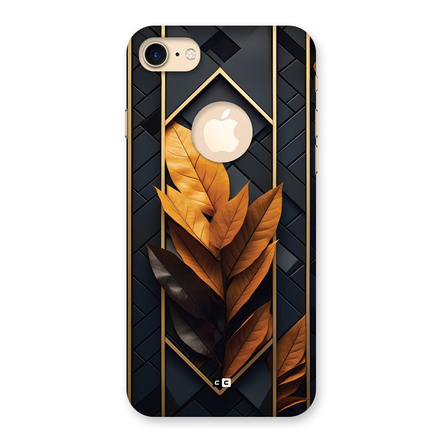 Golden Leaf Pattern Back Case for iPhone 7 Logo Cut