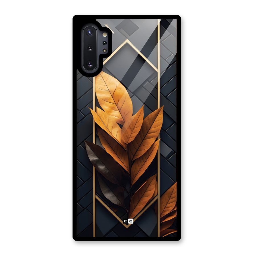 Golden Leaf Pattern Glass Back Case for Galaxy Note 10 Plus