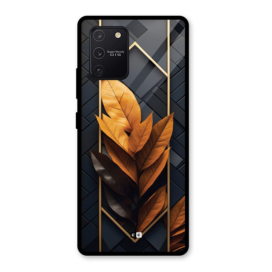 Golden Leaf Pattern Glass Back Case for Galaxy S10 Lite
