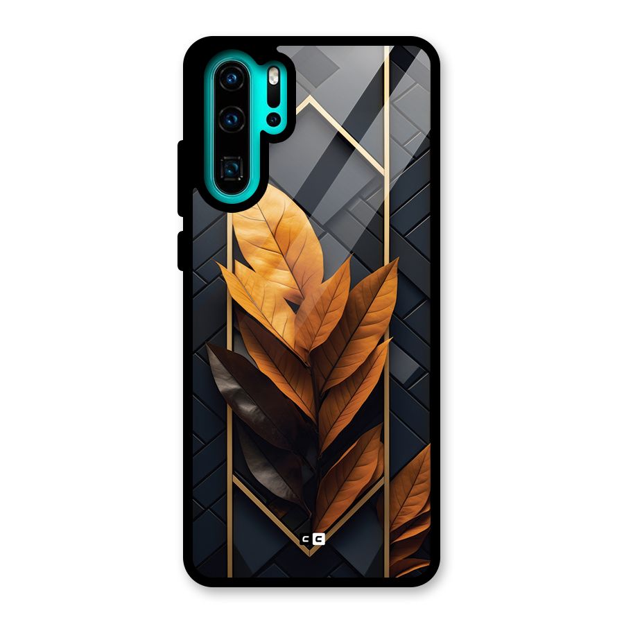 Golden Leaf Pattern Glass Back Case for Huawei P30 Pro