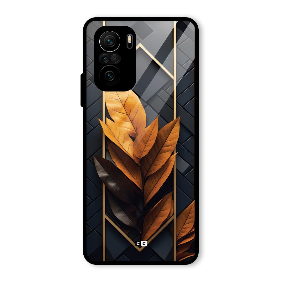 Golden Leaf Pattern Glass Back Case for Mi 11X Pro