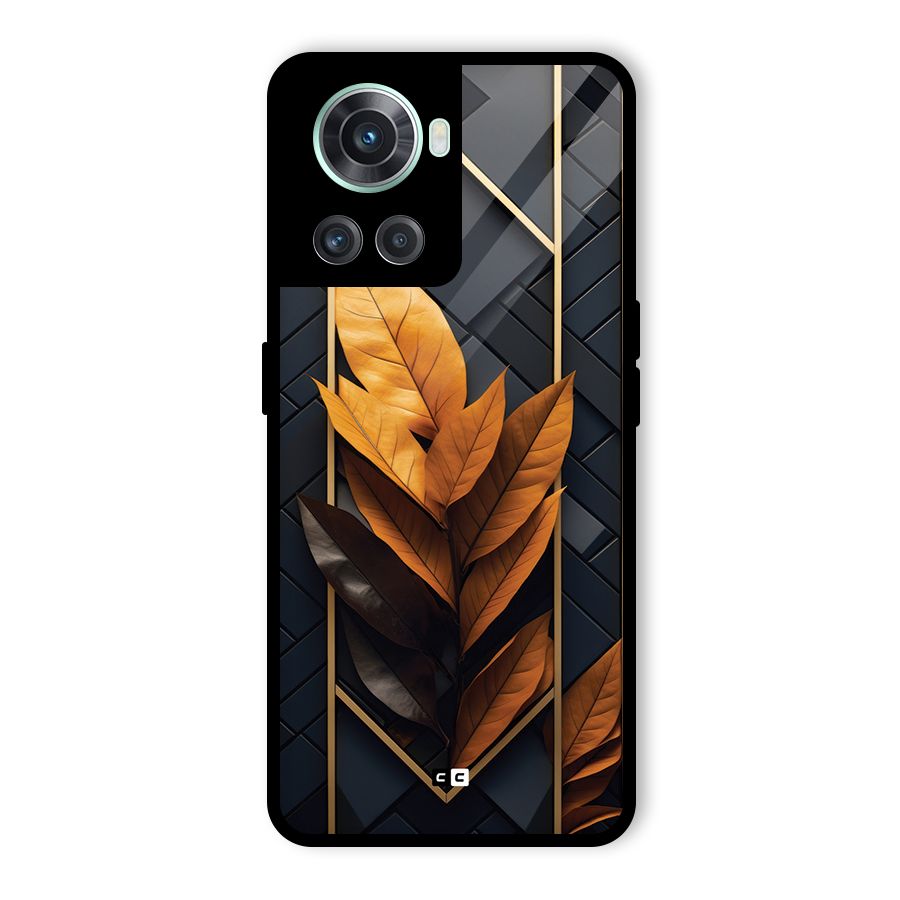 Golden Leaf Pattern Glass Back Case for OnePlus 10R