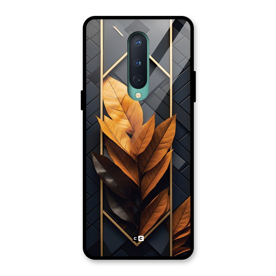 Golden Leaf Pattern Glass Back Case for OnePlus 8