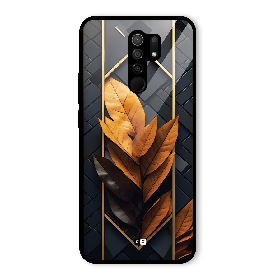 Golden Leaf Pattern Glass Back Case for Poco M2