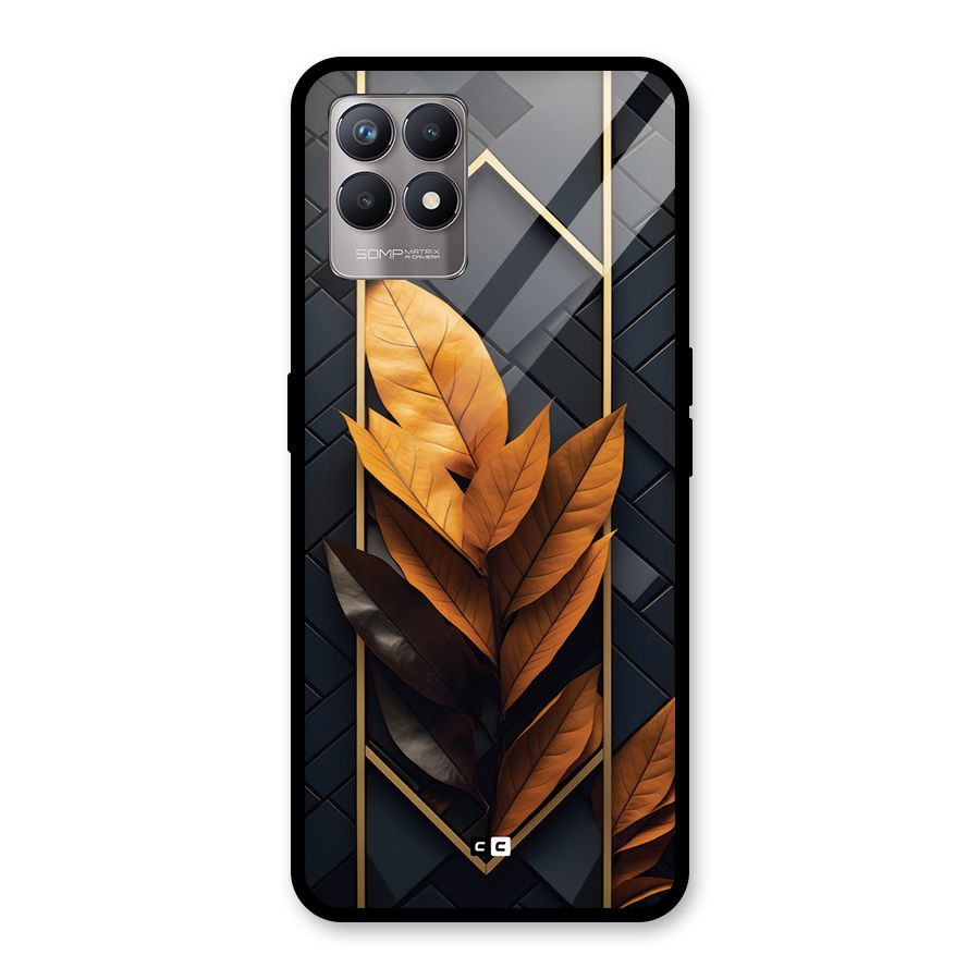 Golden Leaf Pattern Glass Back Case for Realme 8i