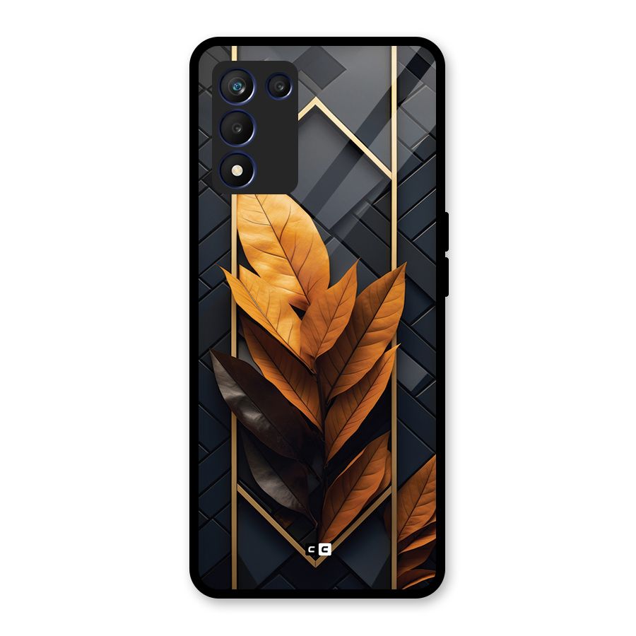 Golden Leaf Pattern Glass Back Case for Realme 9 5G Speed