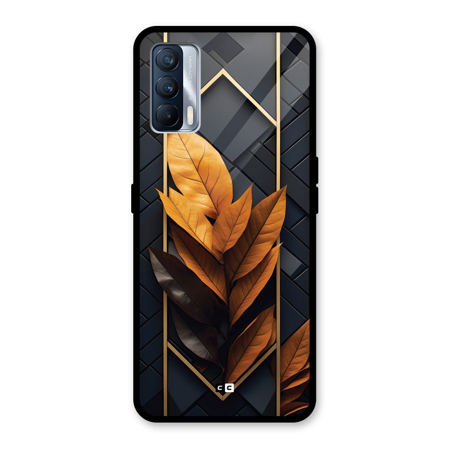 Golden Leaf Pattern Glass Back Case for Realme X7