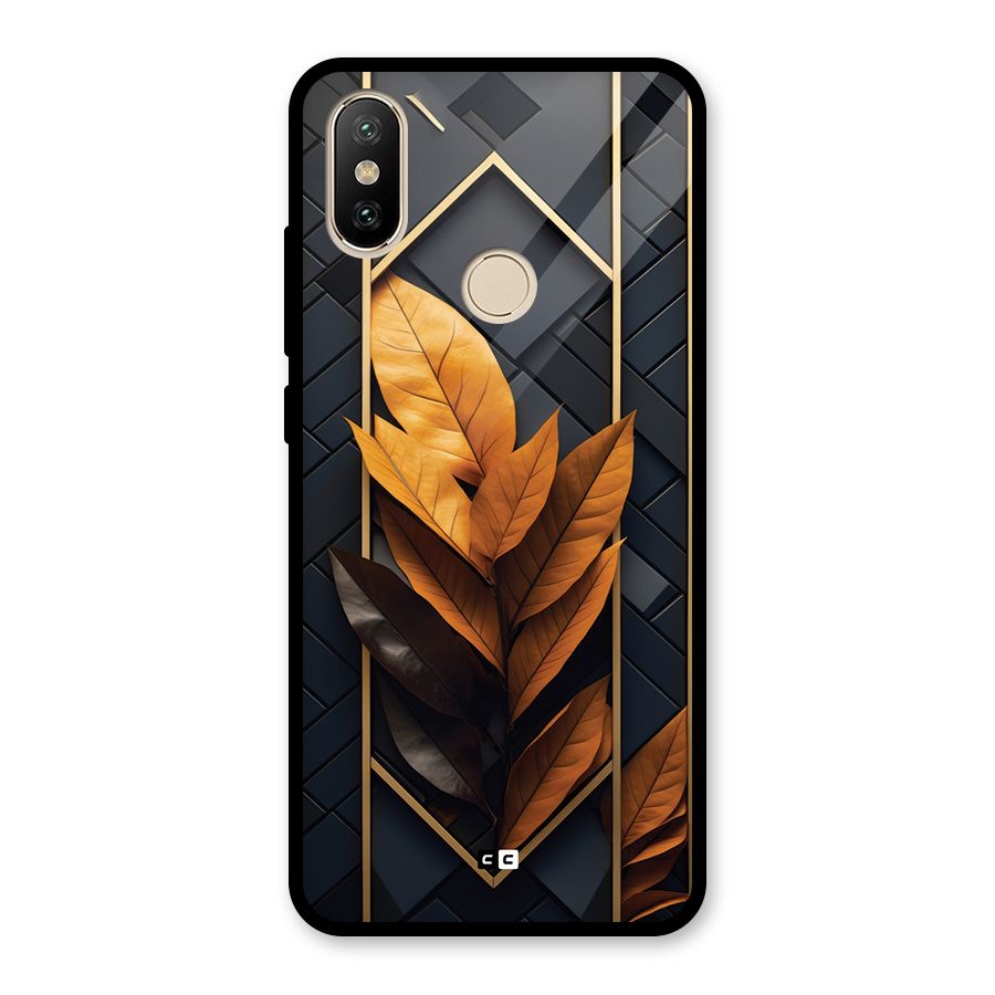 Golden Leaf Pattern Glass Back Case for Redmi A2