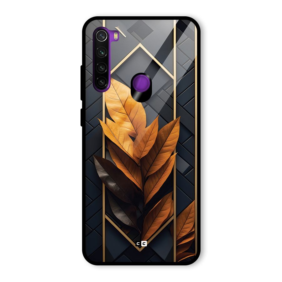 Golden Leaf Pattern Glass Back Case for Redmi Note 8