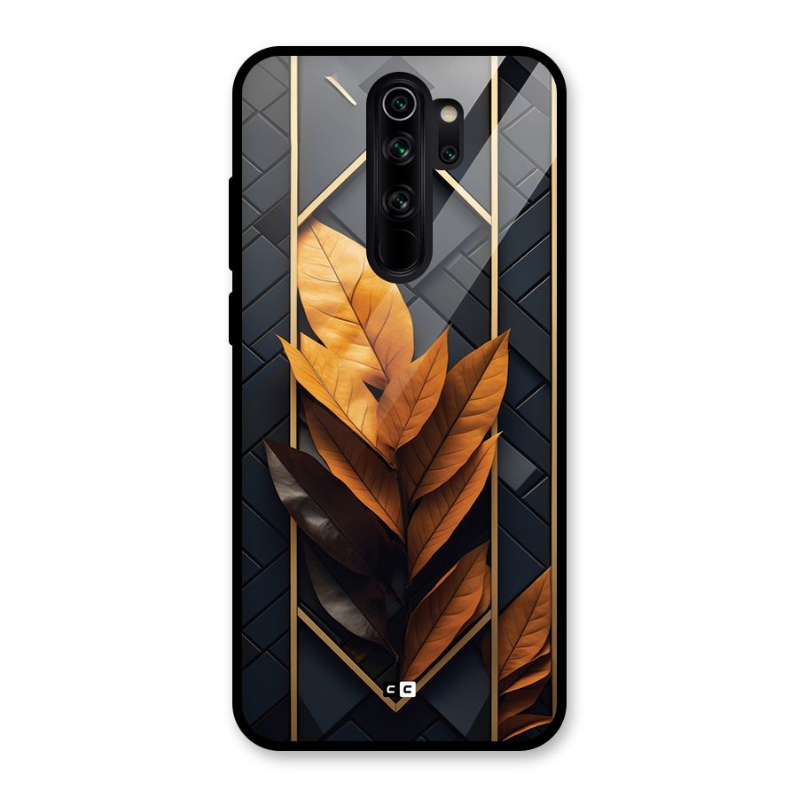 Golden Leaf Pattern Glass Back Case for Redmi Note 8 Pro