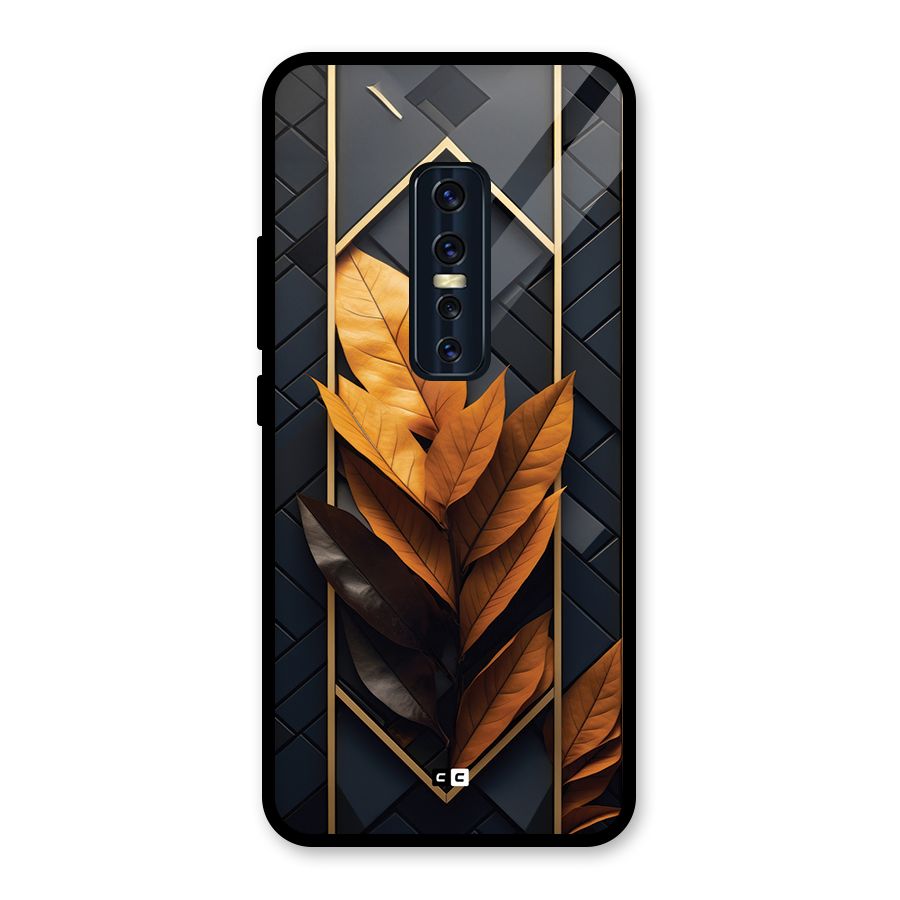 Golden Leaf Pattern Glass Back Case for Vivo V17 Pro