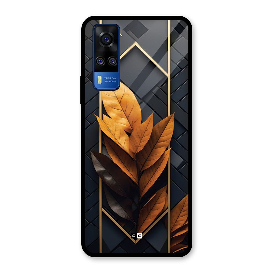 Golden Leaf Pattern Glass Back Case for Vivo Y31