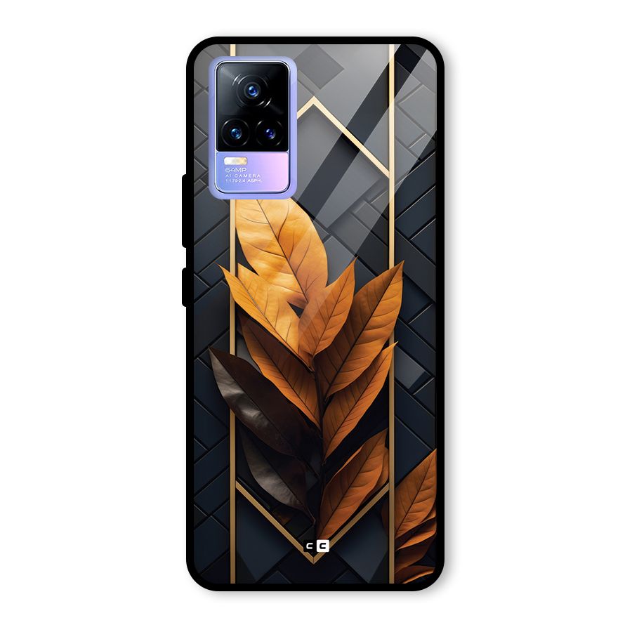 Golden Leaf Pattern Glass Back Case for Vivo Y73