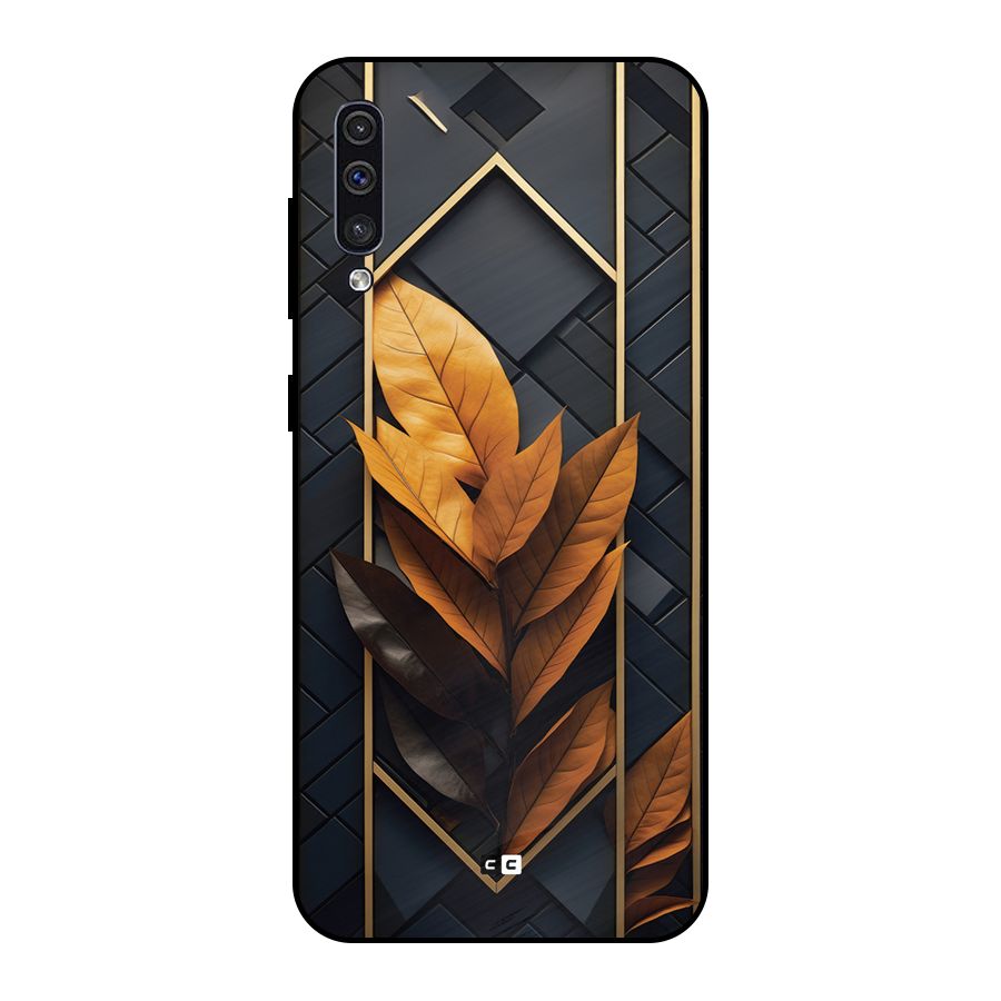Golden Leaf Pattern Metal Back Case for Galaxy A50s
