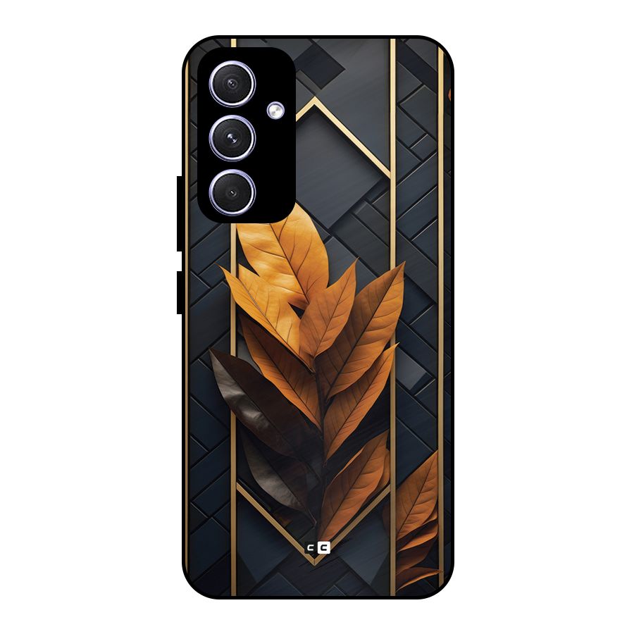 Golden Leaf Pattern Metal Back Case for Galaxy A54
