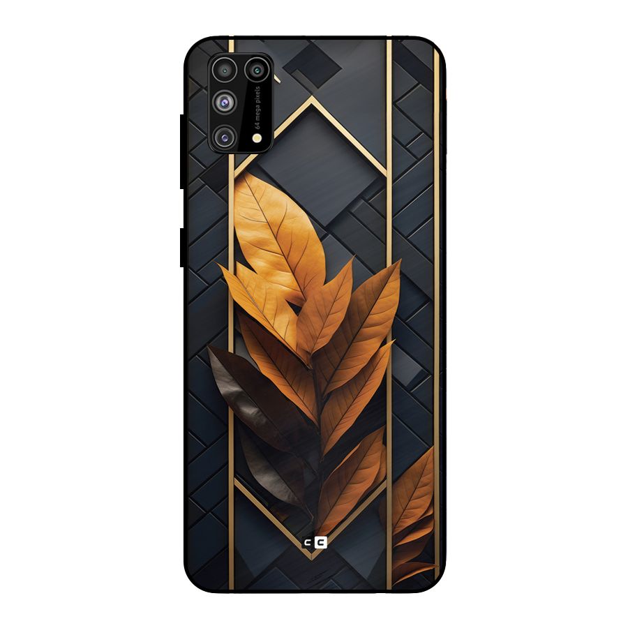 Golden Leaf Pattern Metal Back Case for Galaxy F41