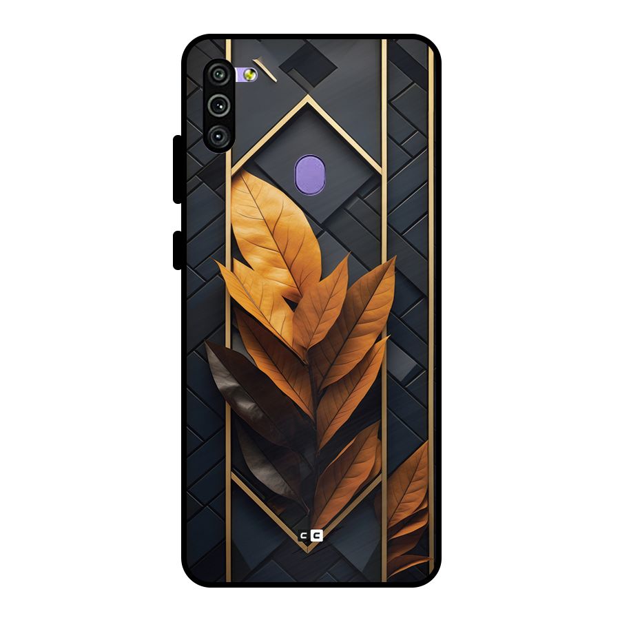 Golden Leaf Pattern Metal Back Case for Galaxy M11