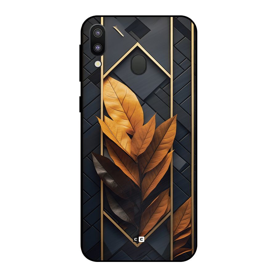 Golden Leaf Pattern Metal Back Case for Galaxy M20