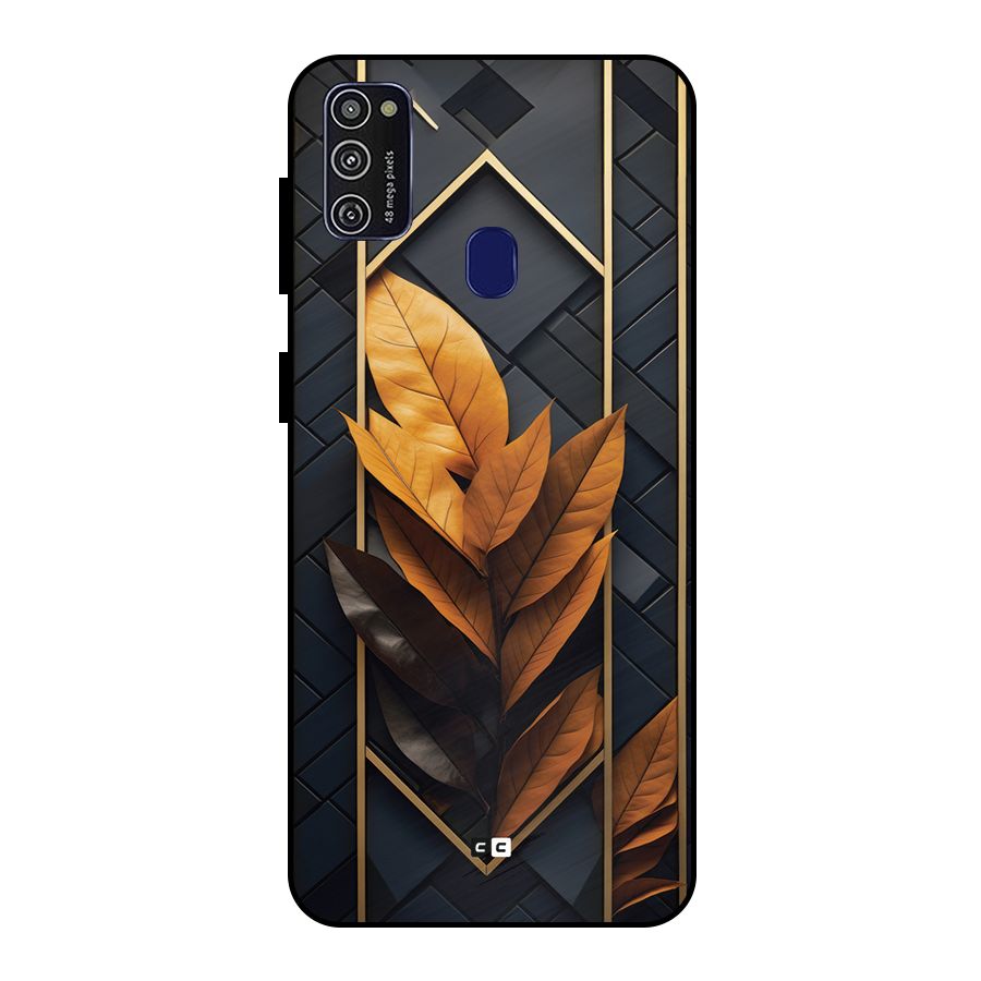 Golden Leaf Pattern Metal Back Case for Galaxy M30s