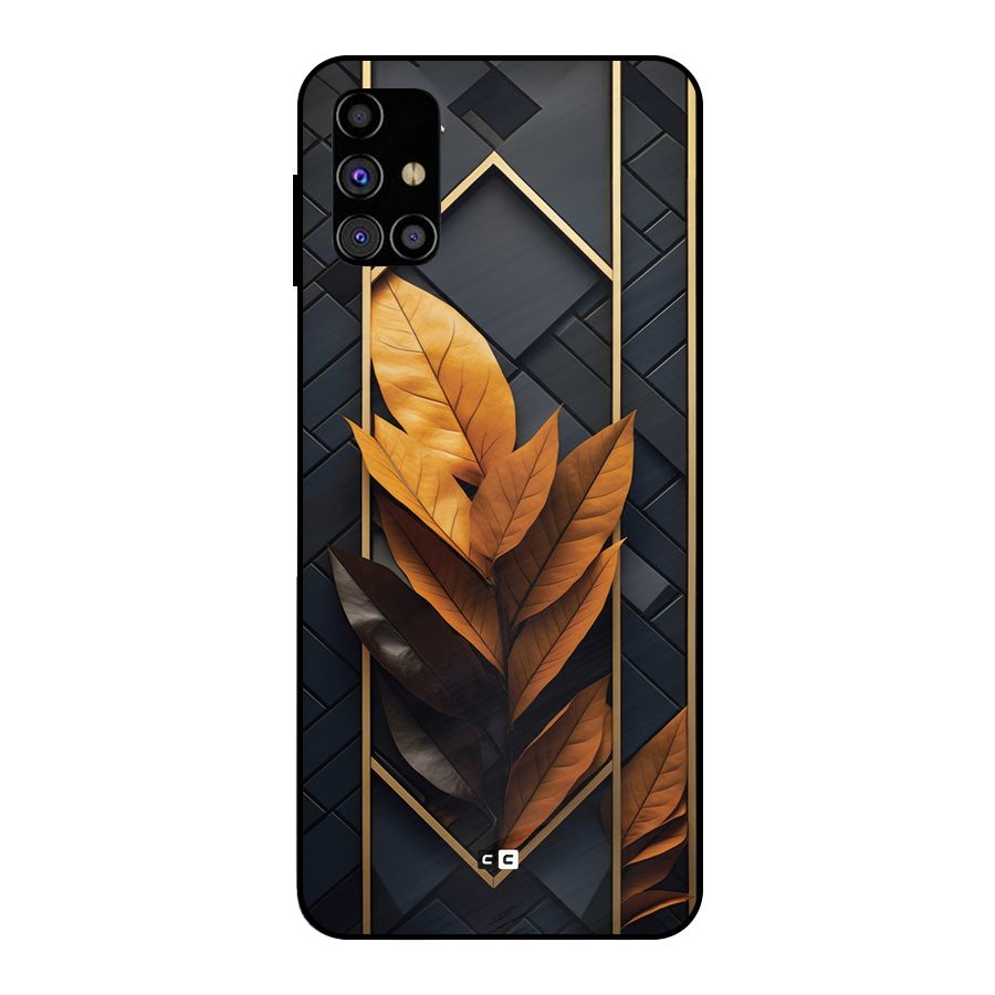 Golden Leaf Pattern Metal Back Case for Galaxy M31s