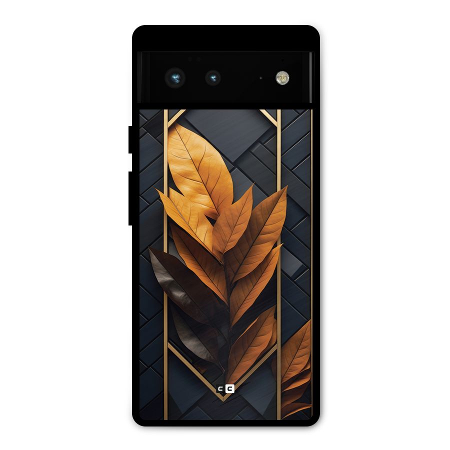 Golden Leaf Pattern Metal Back Case for Google Pixel 6