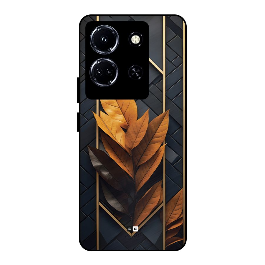 Golden Leaf Pattern Metal Back Case for Infinix Note 30 5G