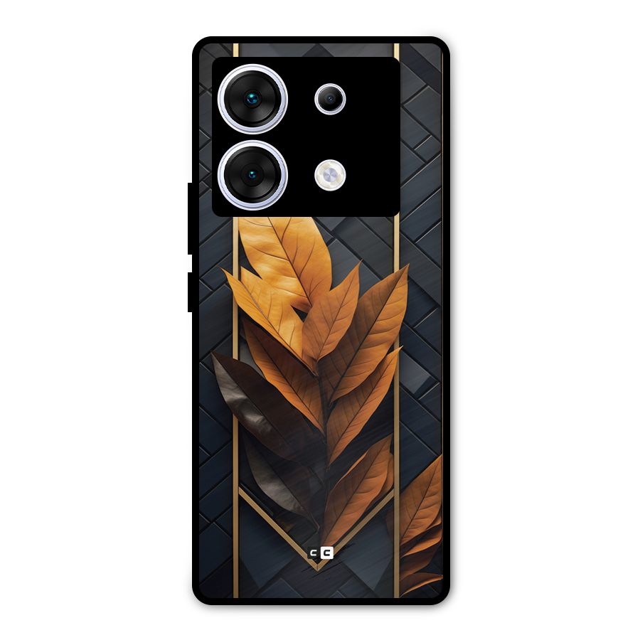 Golden Leaf Pattern Metal Back Case for Infinix Zero 30 5G