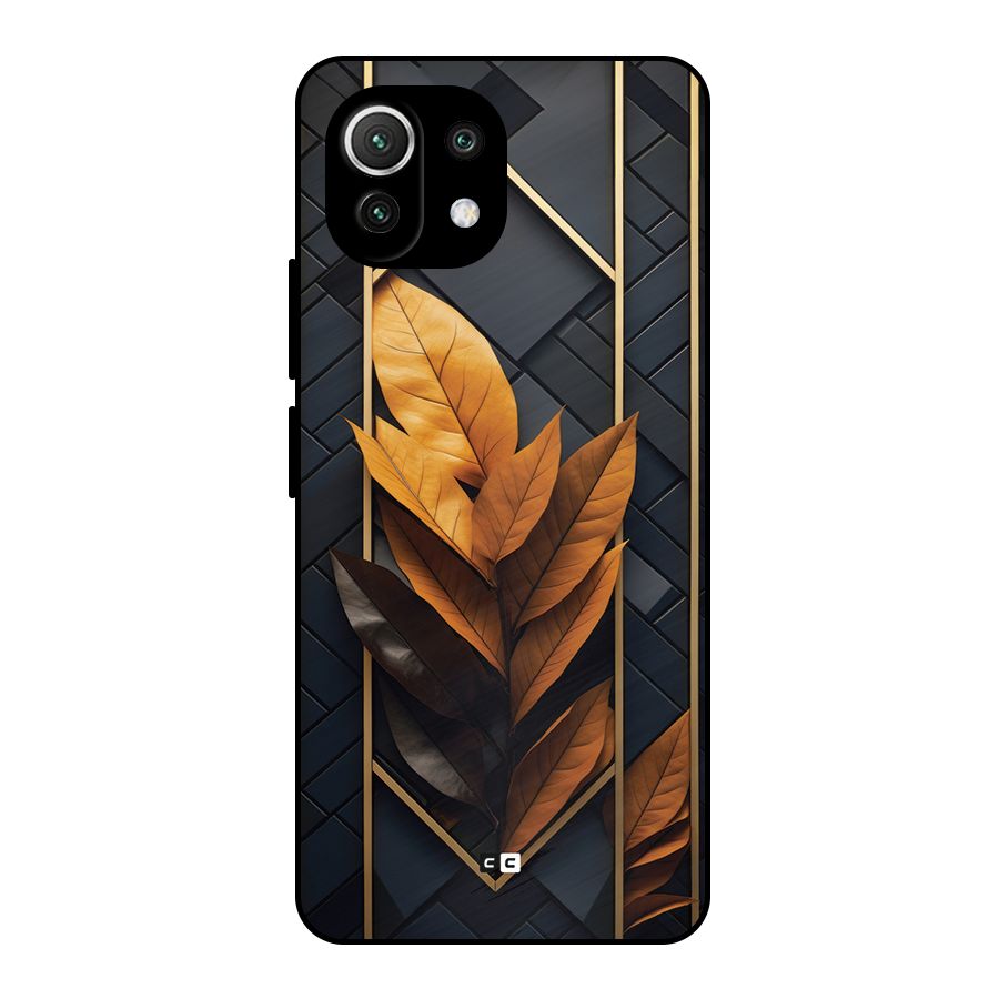 Golden Leaf Pattern Metal Back Case for Mi 11 Lite