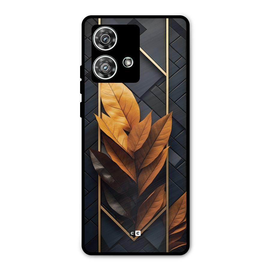 Golden Leaf Pattern Metal Back Case for Motorola Edge 40 Neo