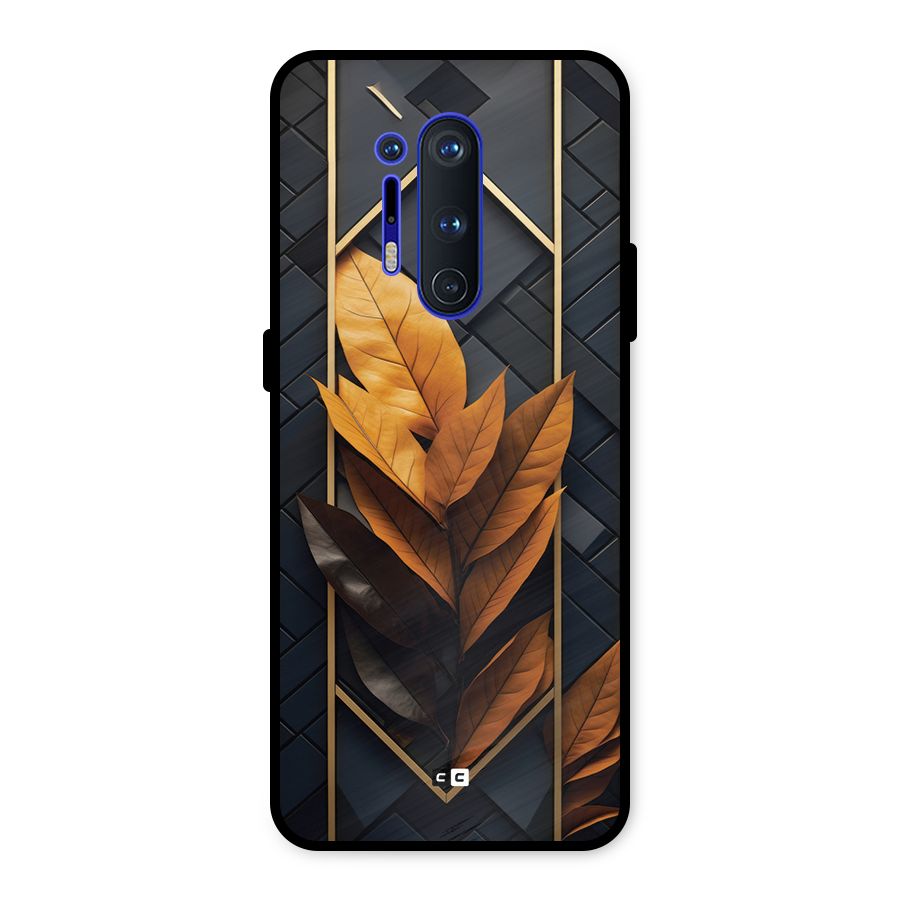 Golden Leaf Pattern Metal Back Case for OnePlus 8 Pro