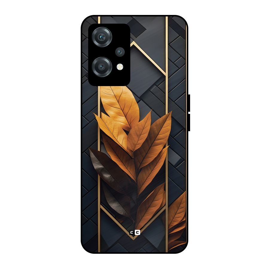 Golden Leaf Pattern Metal Back Case for OnePlus Nord CE 2 Lite 5G