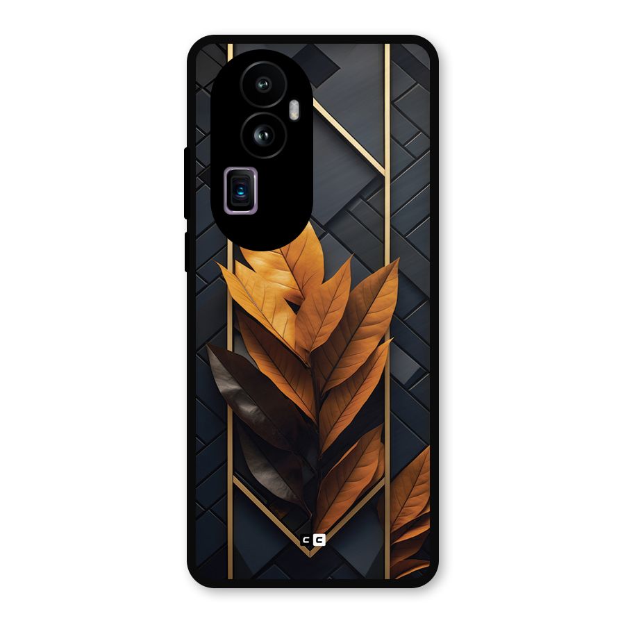 Golden Leaf Pattern Metal Back Case for Oppo Reno10 Pro Plus