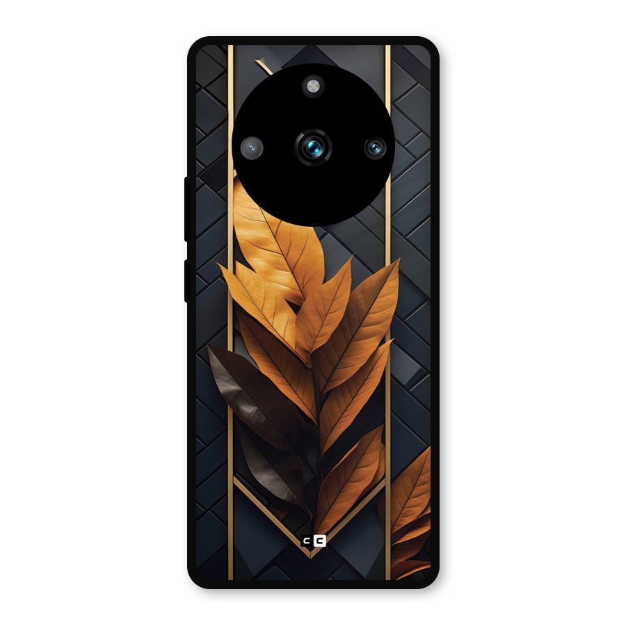 Golden Leaf Pattern Metal Back Case for Realme 11 Pro Plus