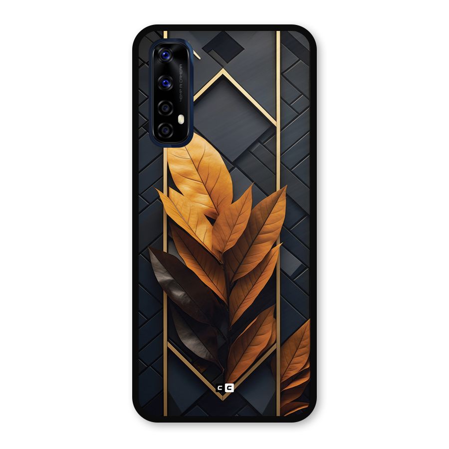 Golden Leaf Pattern Metal Back Case for Realme 7