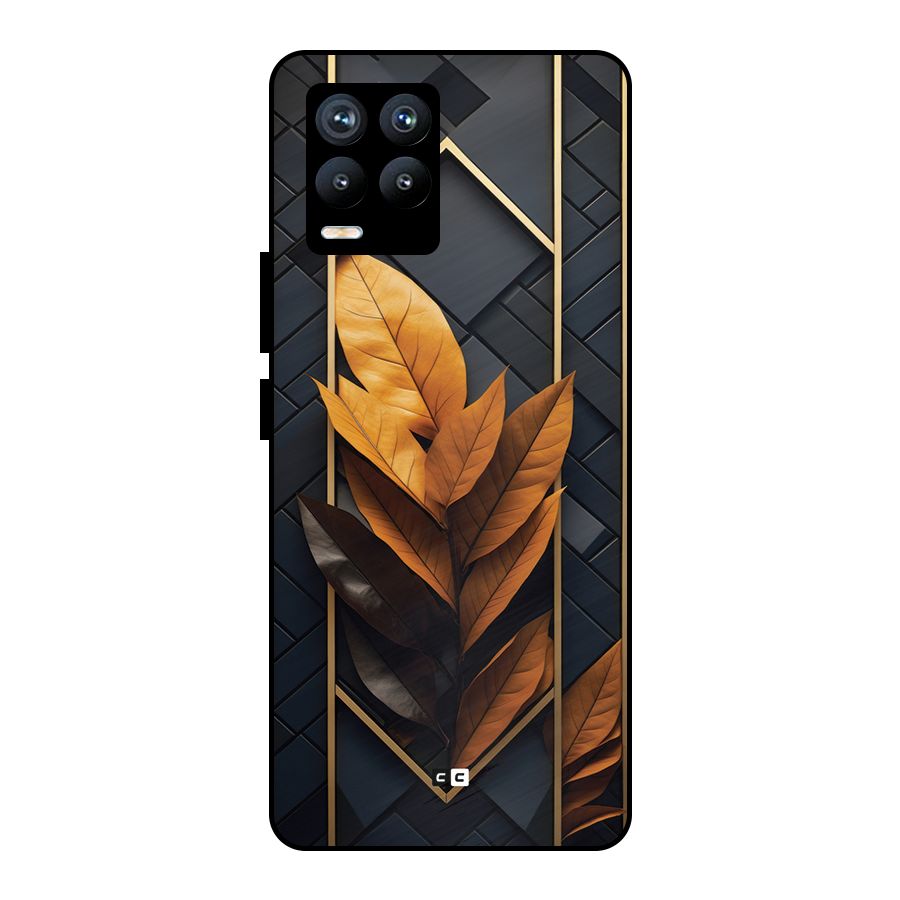 Golden Leaf Pattern Metal Back Case for Realme 8