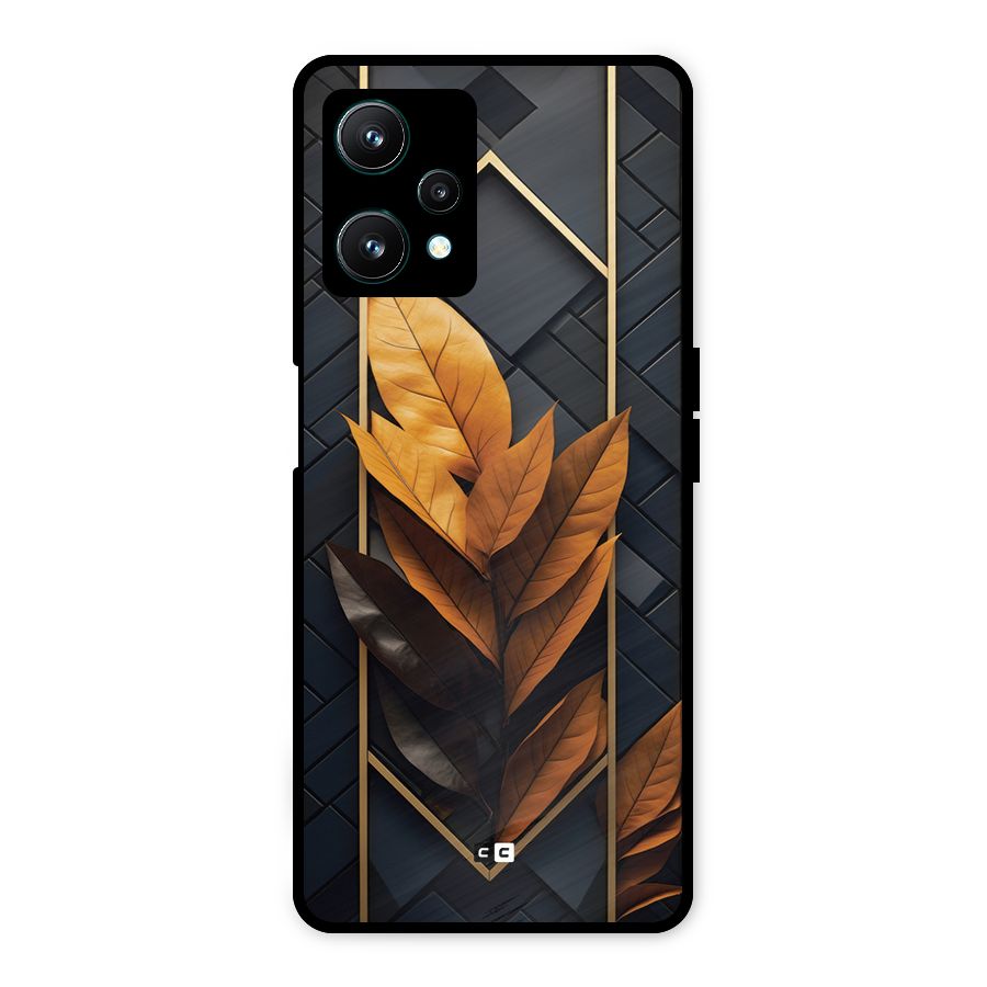 Golden Leaf Pattern Metal Back Case for Realme 9 Pro 5G