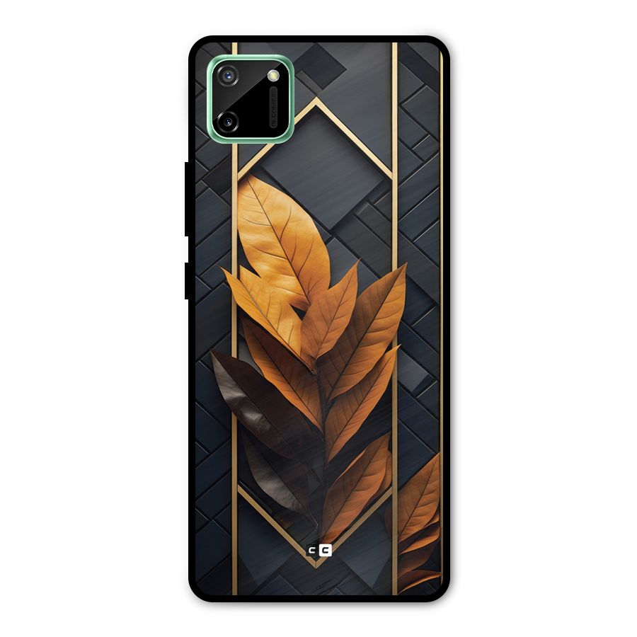Golden Leaf Pattern Metal Back Case for Realme C11