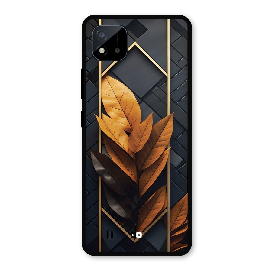 Golden Leaf Pattern Metal Back Case for Realme C11 2021