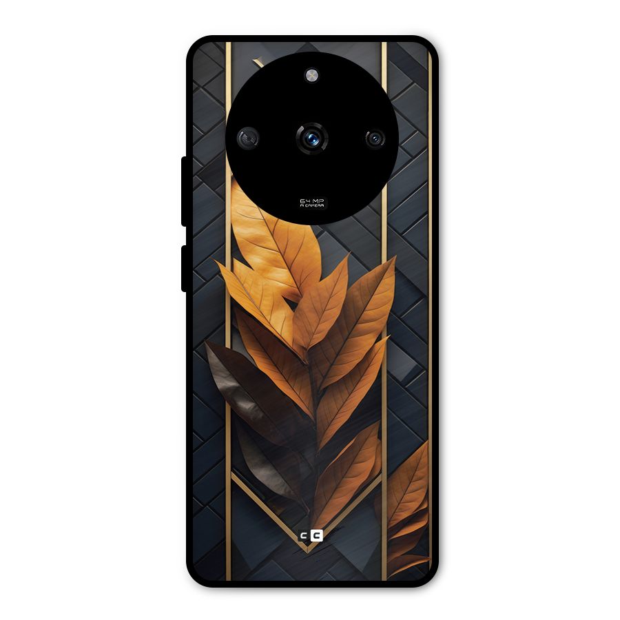 Golden Leaf Pattern Metal Back Case for Realme Narzo 60 5G