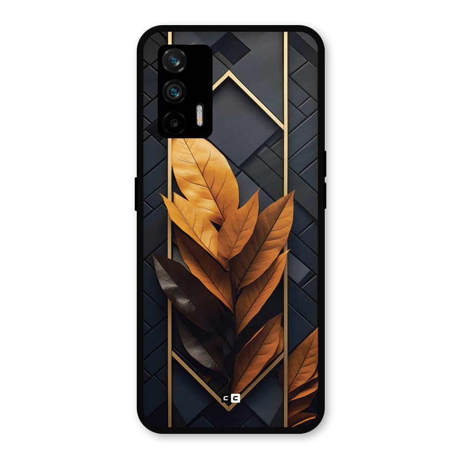 Golden Leaf Pattern Metal Back Case for Realme X7 Max