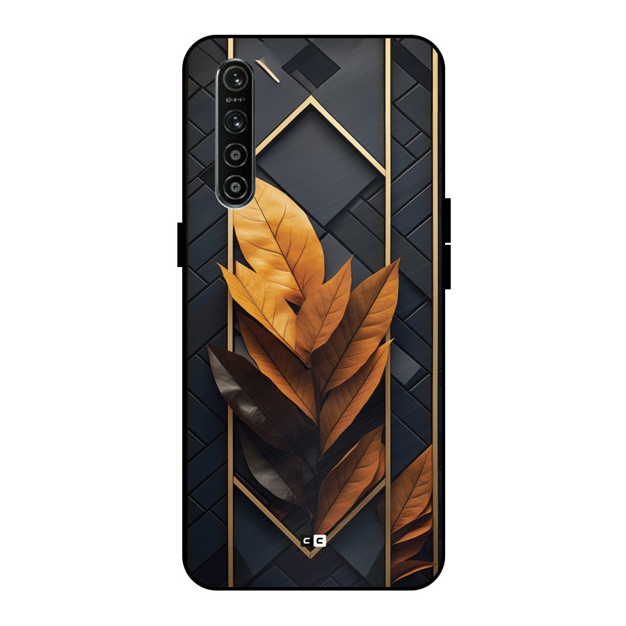Golden Leaf Pattern Metal Back Case for Realme XT