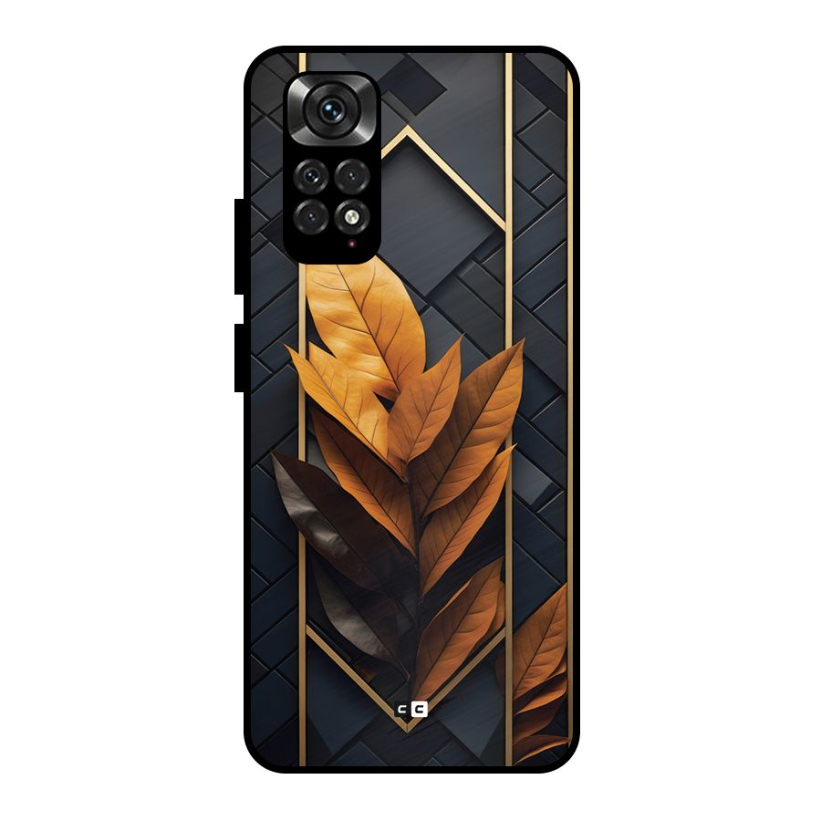 Golden Leaf Pattern Metal Back Case for Redmi Note 11 Pro