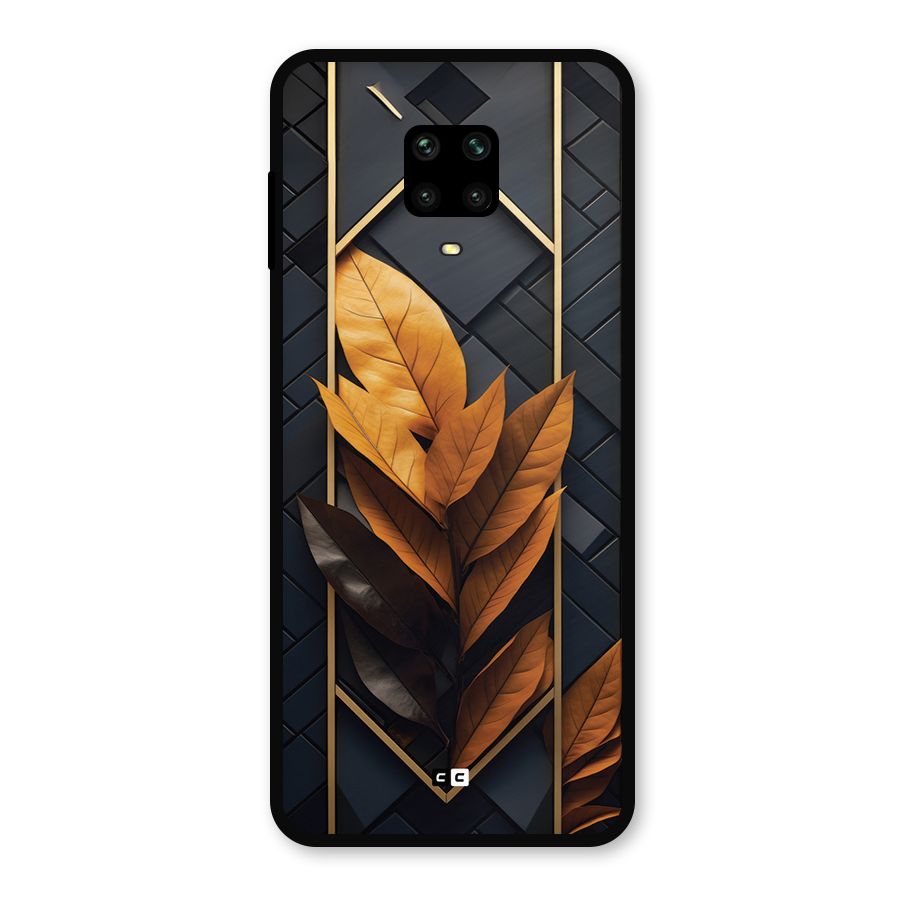 Golden Leaf Pattern Metal Back Case for Redmi Note 9 Pro