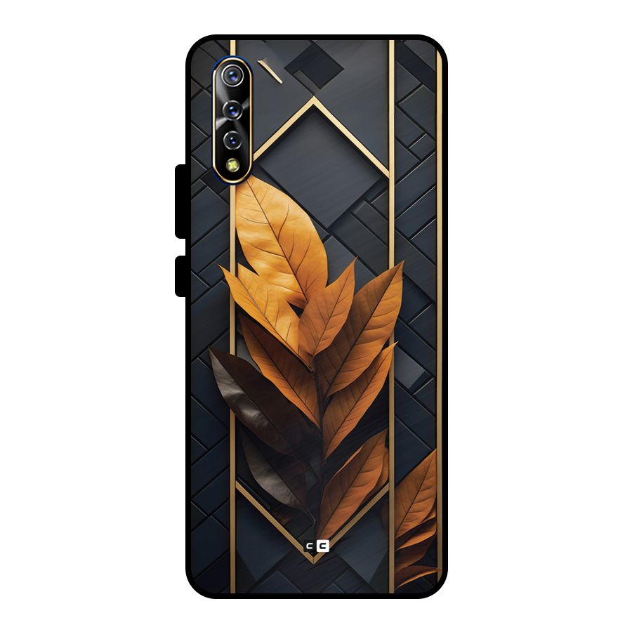 Golden Leaf Pattern Metal Back Case for Vivo S1
