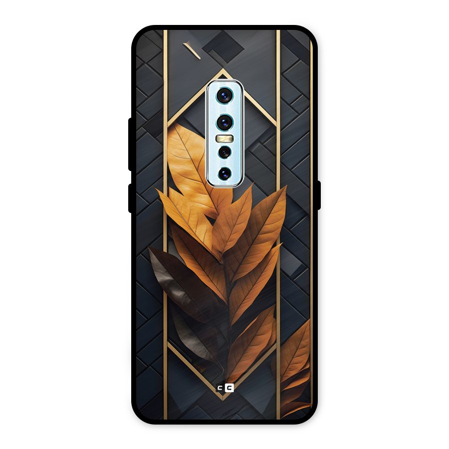Golden Leaf Pattern Metal Back Case for Vivo V17 Pro