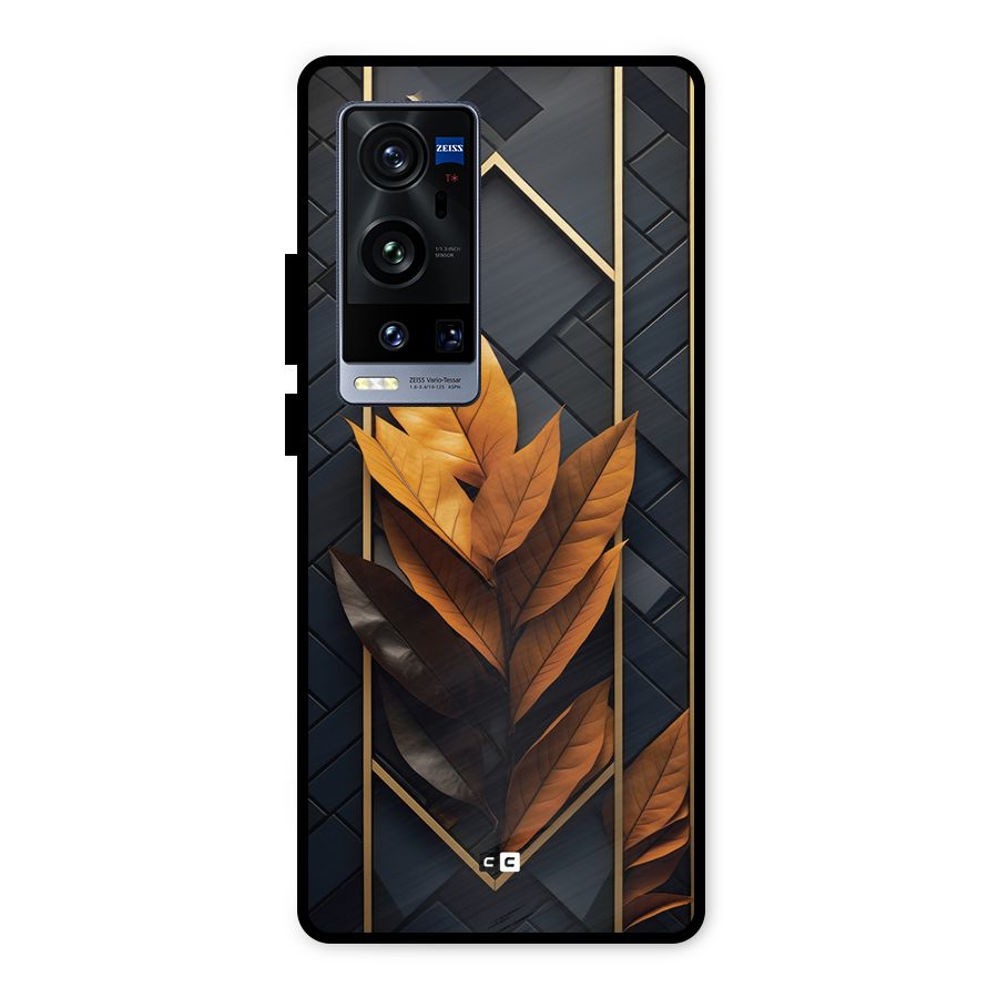 Golden Leaf Pattern Metal Back Case for Vivo X60 Pro Plus